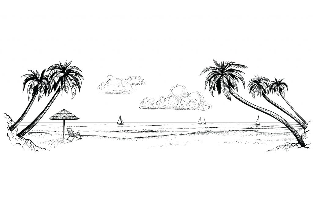 Strand in schwarz und weiß