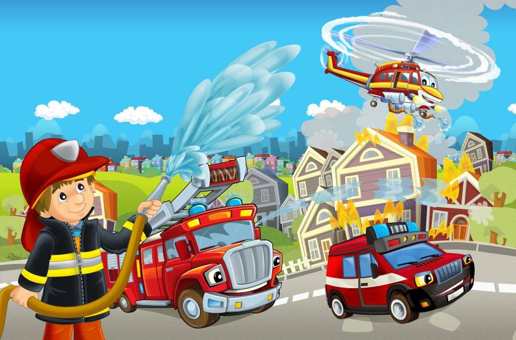Feuerwehrtapete Kinderzimmer