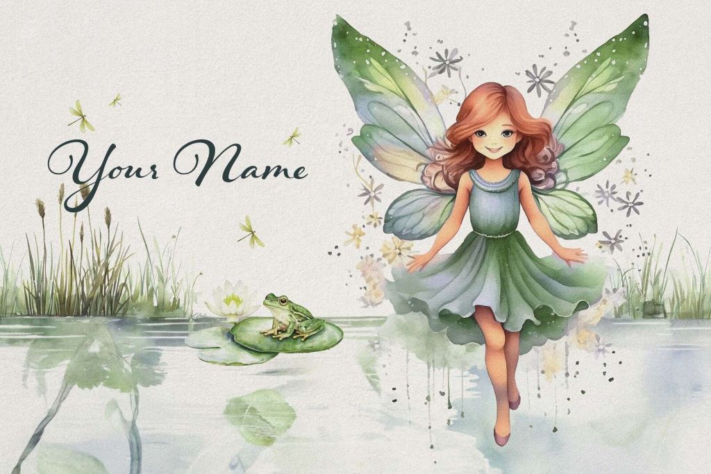 Teichelfe mit Frosch und Libellen