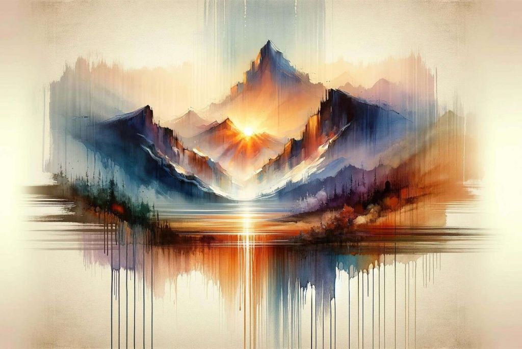 Aquarell Abstrakte Berglandschaft