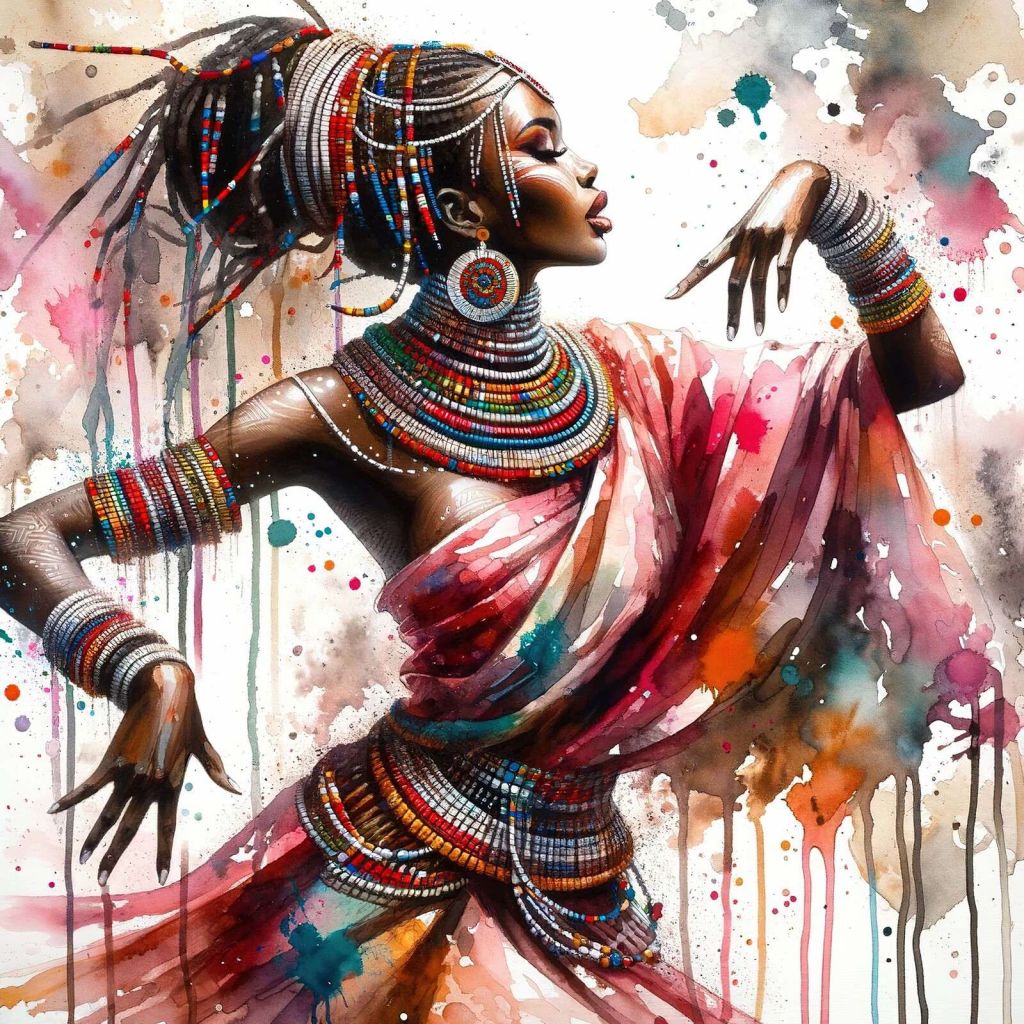 Aquarell Afrikanische Tänzerin