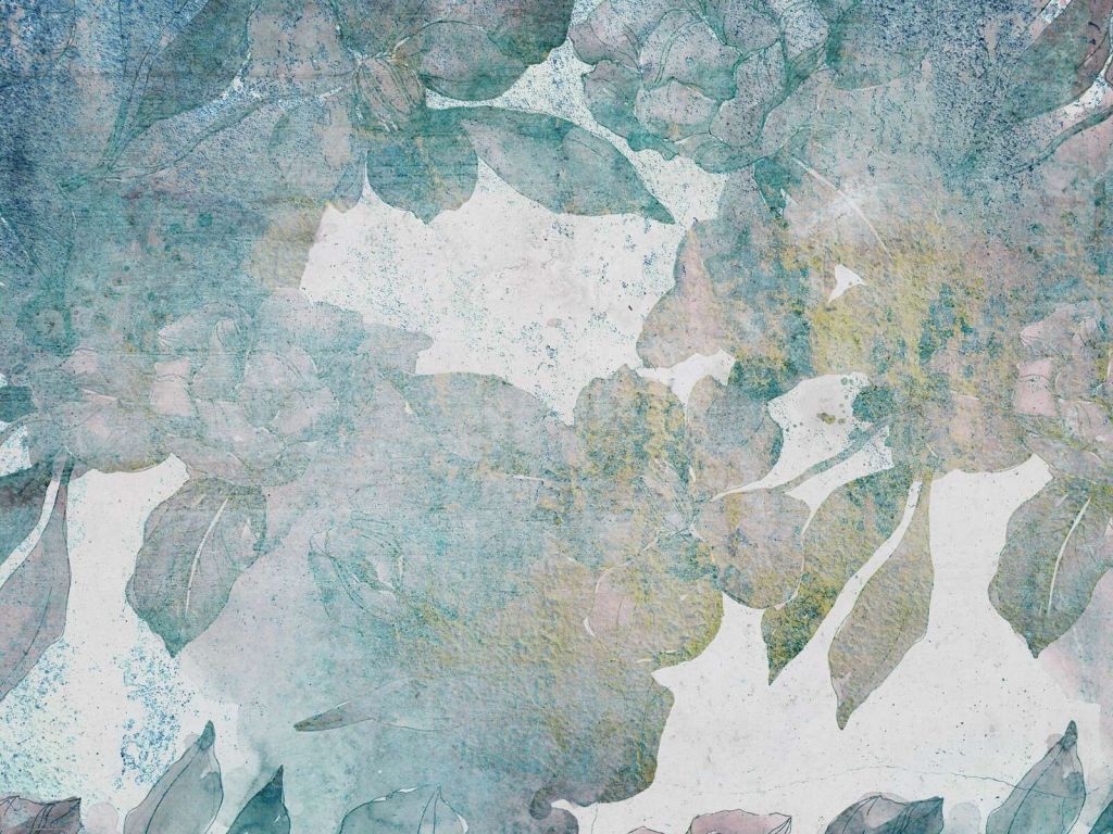 Verblasste Pfingstrosen in Aquarellblau