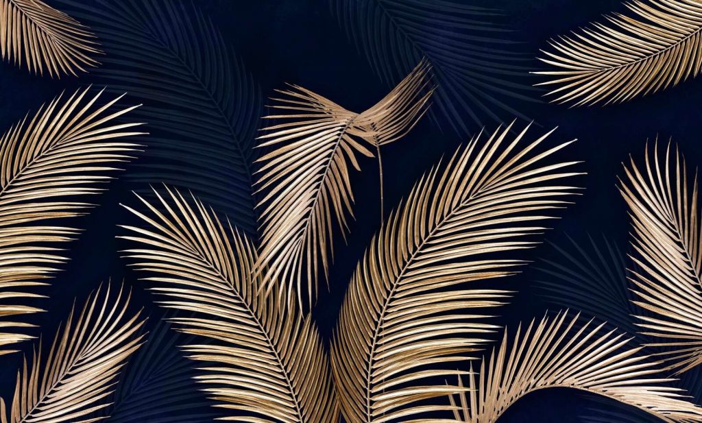 Goldene Palmzweige auf nachtblau