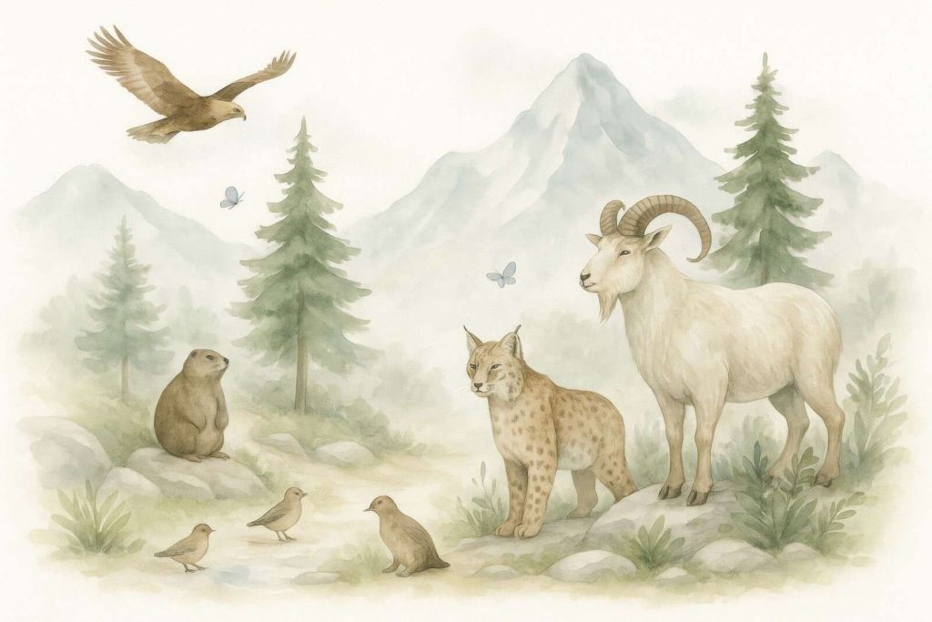 Tiere des Berglands.