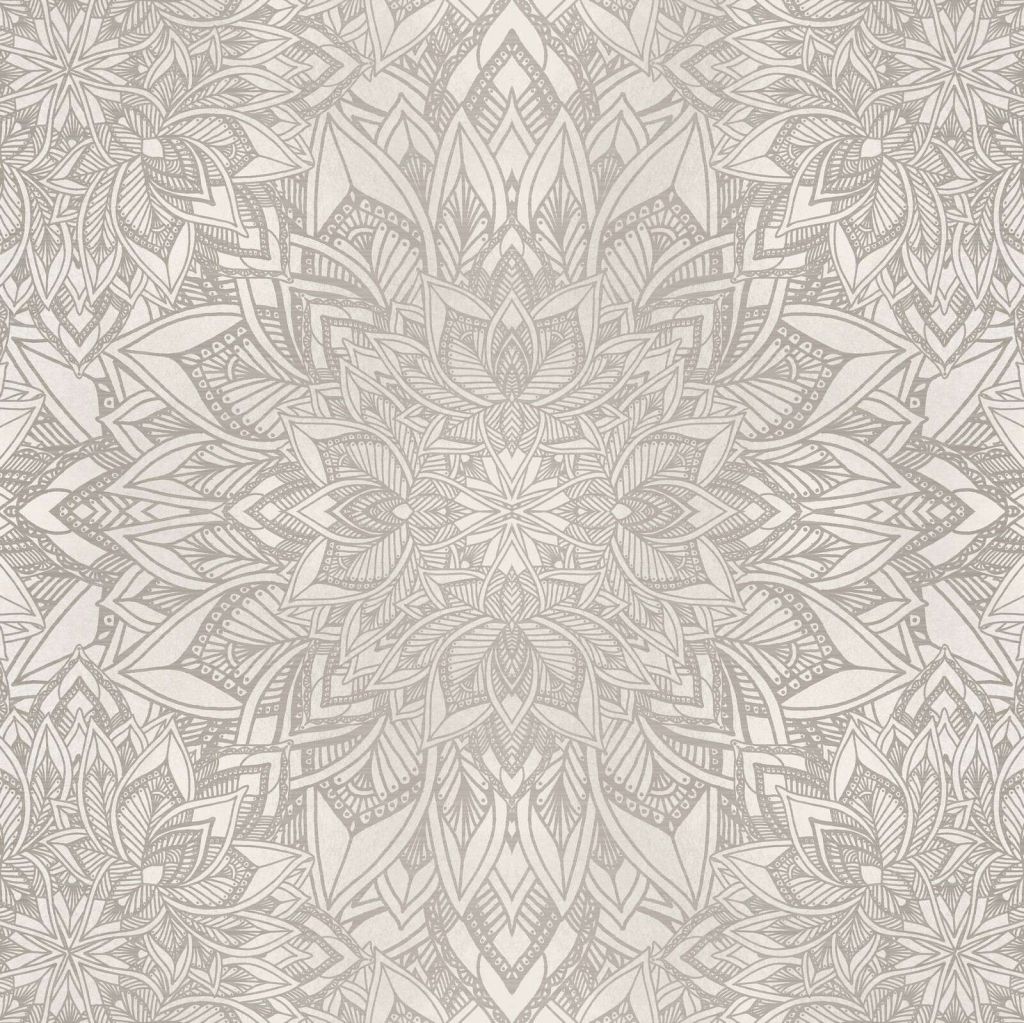 Sanftes graues Mandala-Blumenmotiv