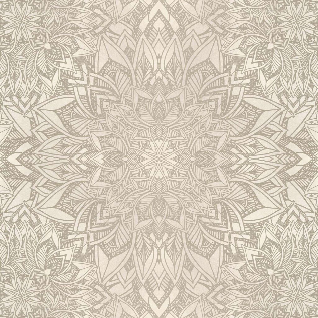 Ornamentales Mandala-Blumenmuster beige