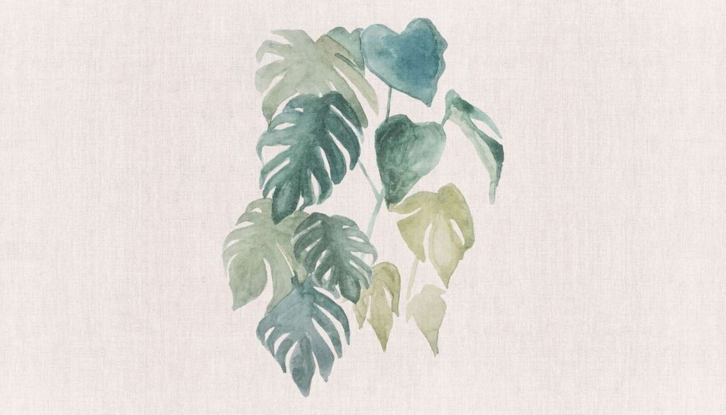 Aquarellblätter in tropischen Farbtönen