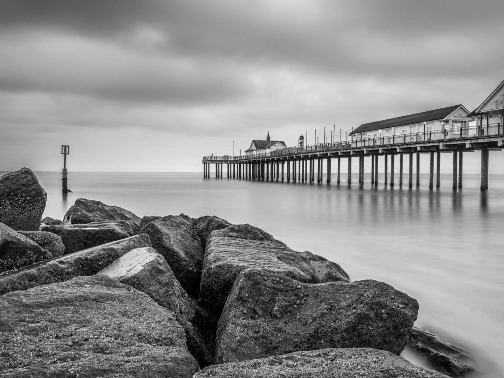Steg am Strand von Southwold