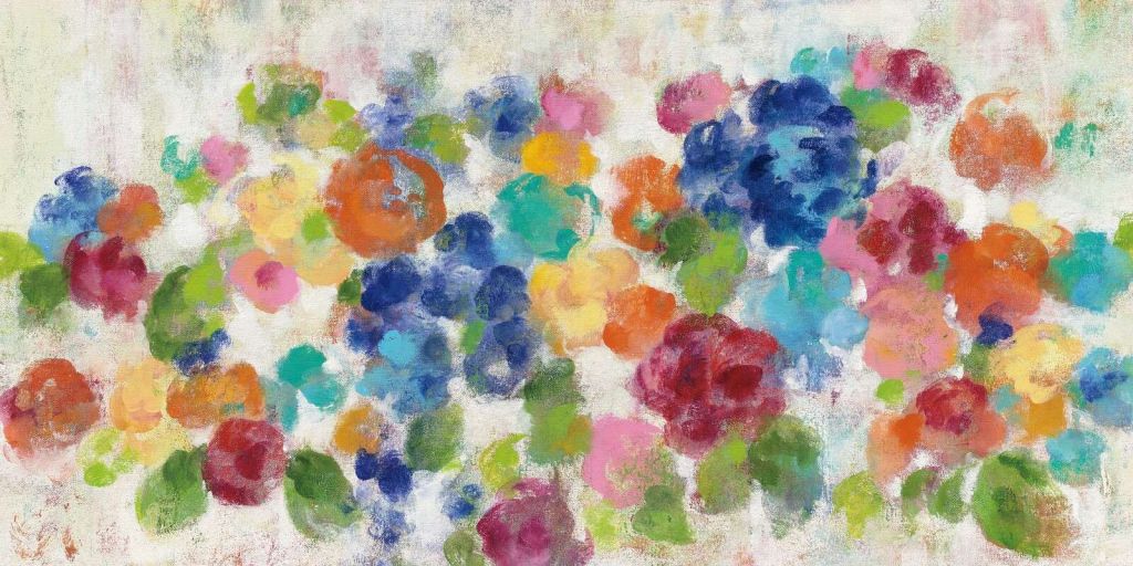 Blumenfeld in Regenbogenfarben
