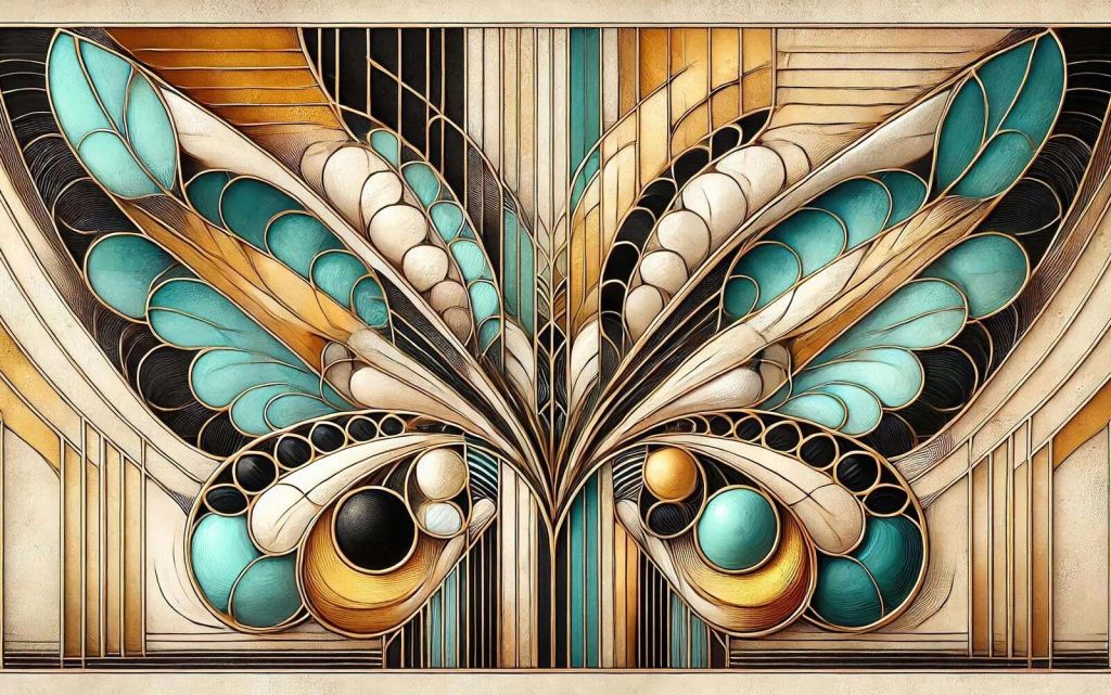 Schmetterling in farbenprächtigem Art Déco