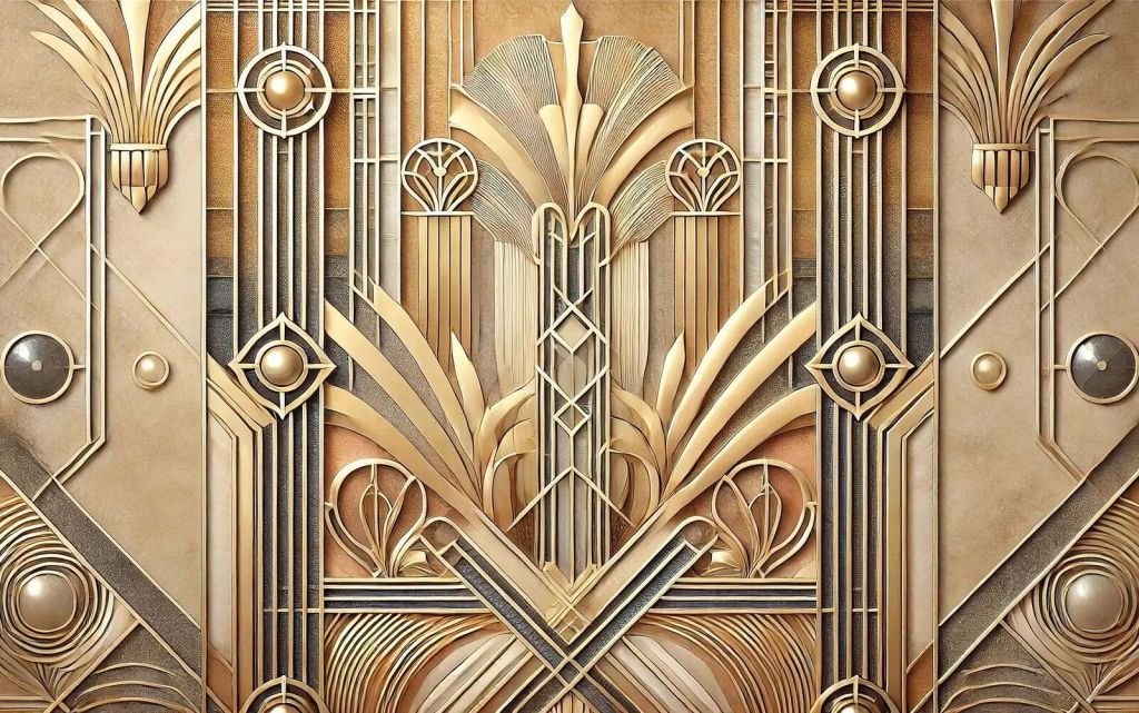 Goldenes Art Deco in symmetrischem Relief