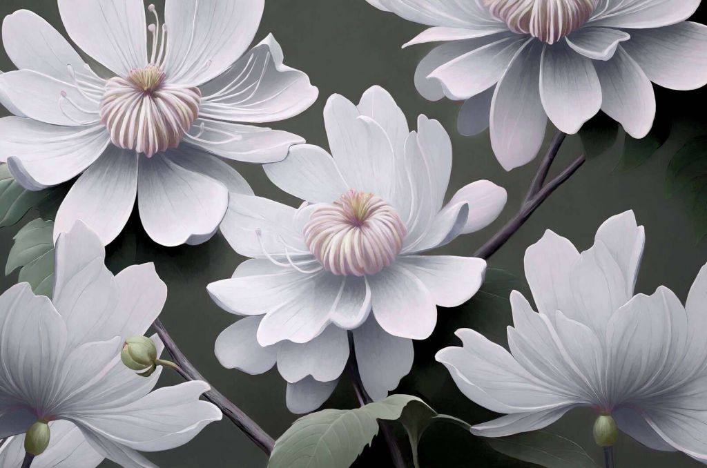 Helle Clematisblumen in Weiß