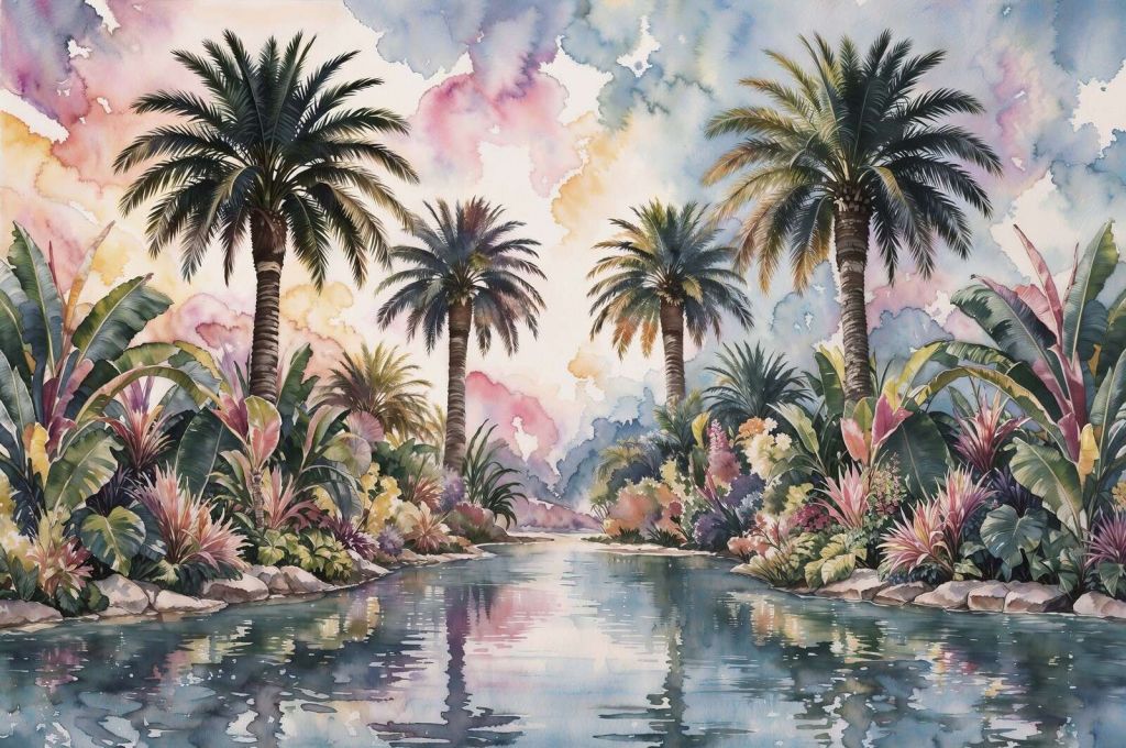 tropische Palmenlandschaft am Wasser