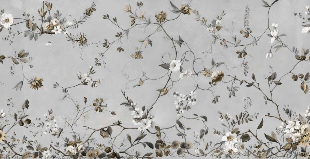 Elegante Blütenzweige in Sepia