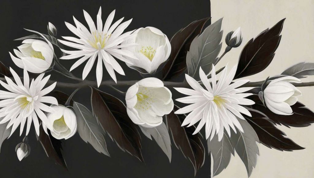 weiße Clematis auf dunklem Ast