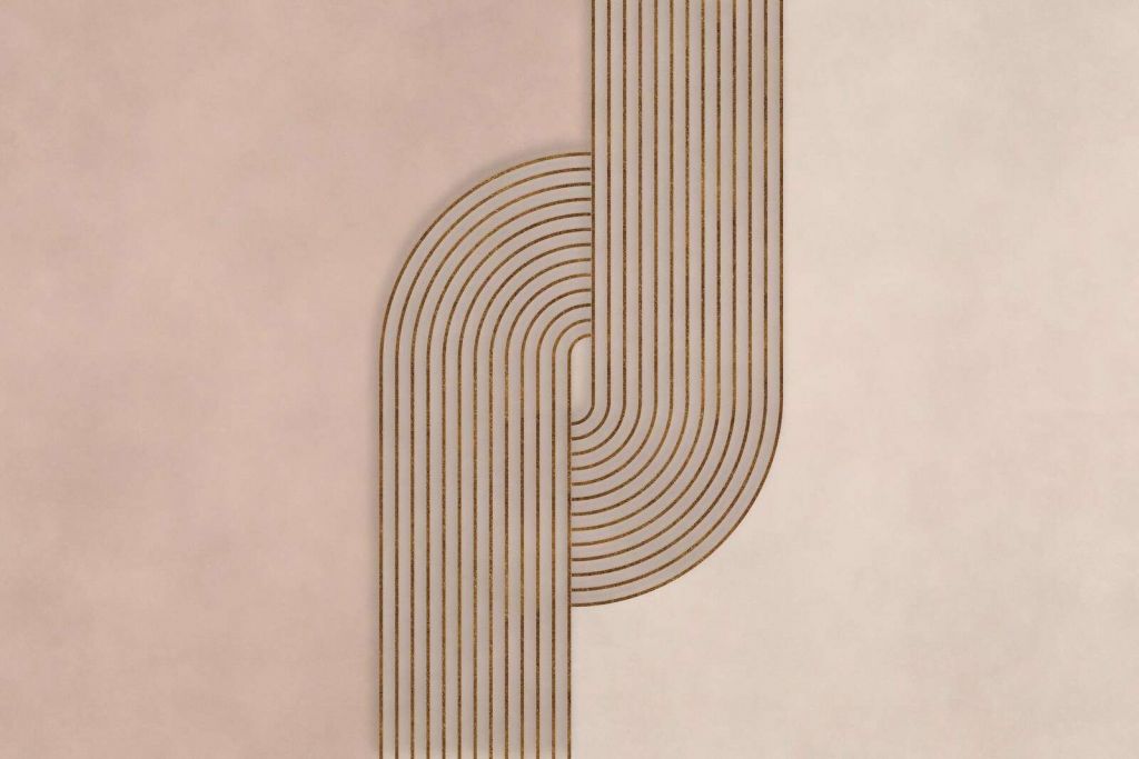 Bauhaus Twist Mid-Century-Modern-Kunst Beige