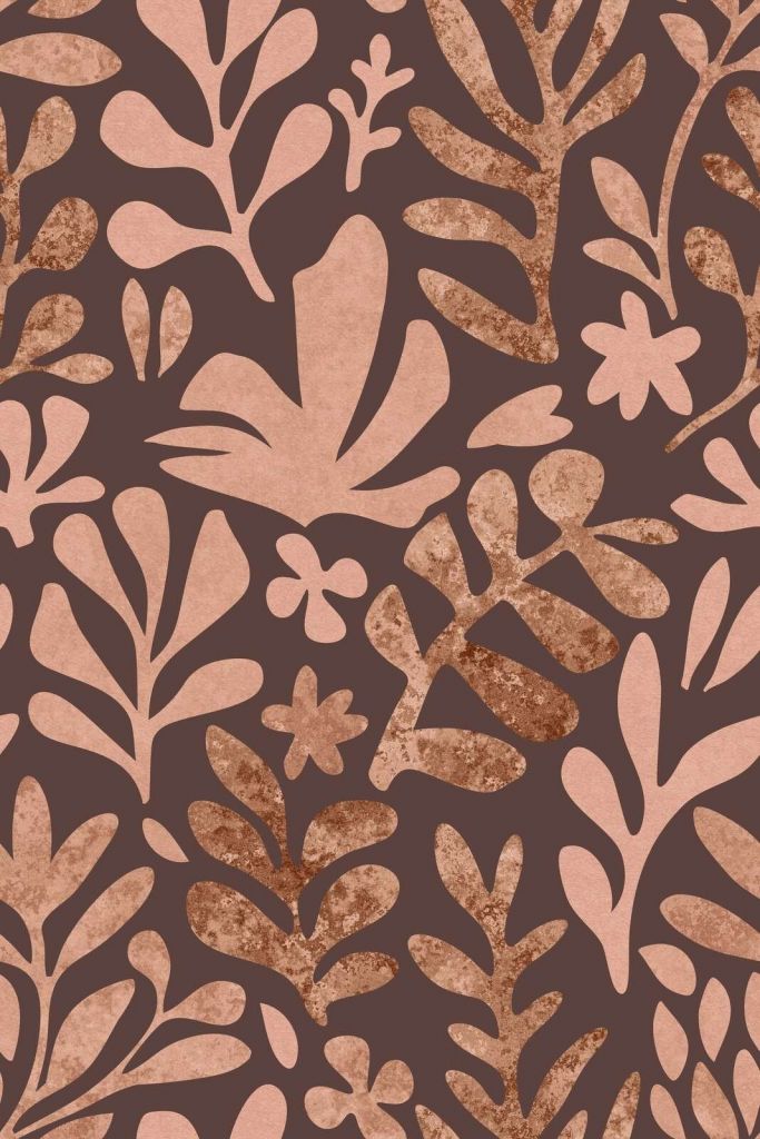 Matisse inspirierte Blattwerkformen Mocha Mousse