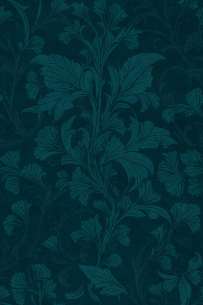 William-Morris-Stil monochromes Ornament-Damastmuster in Smaragd- und Teal-Tönen