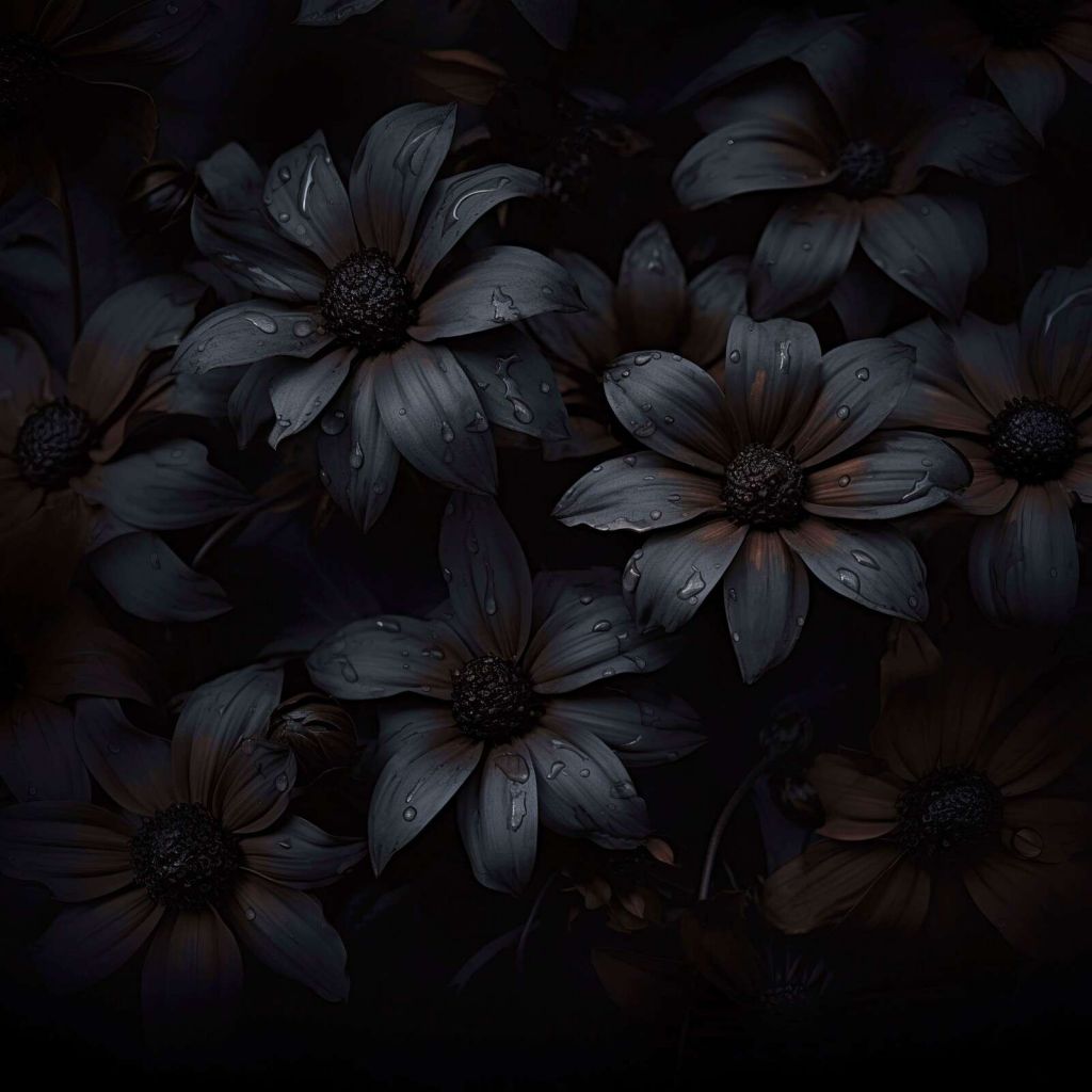 Opulente Blumen-Tagträumerei dunkle Stimmung