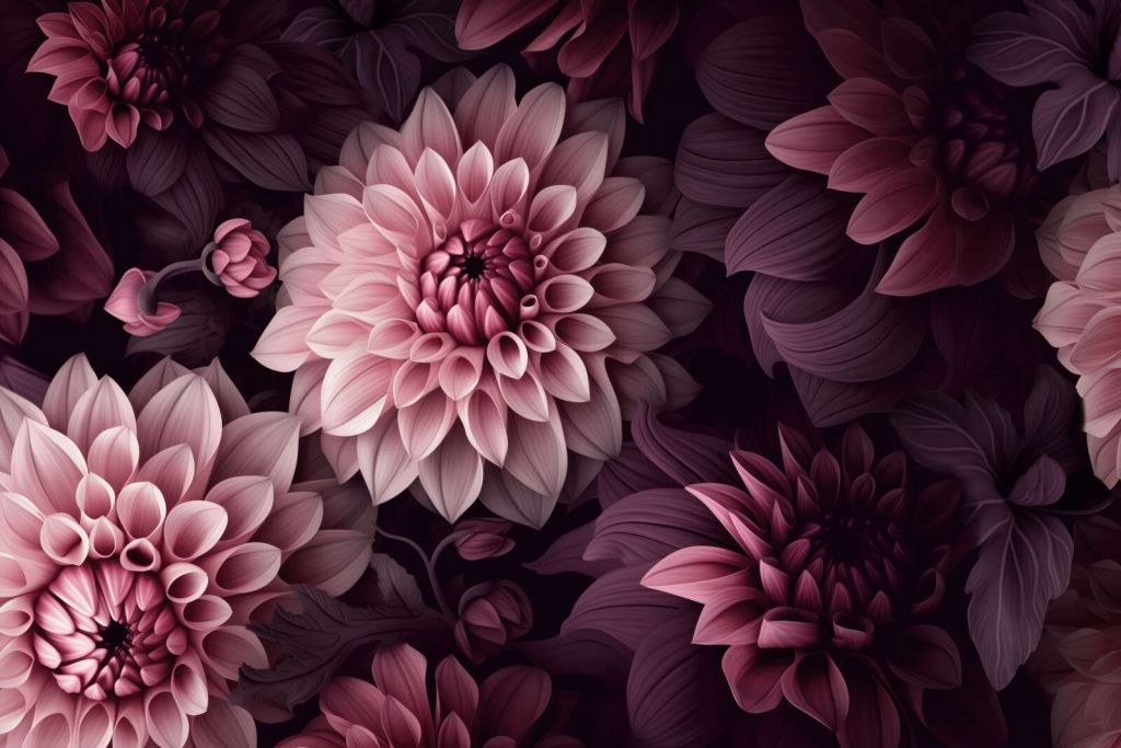 Opulente stimmungsvolle Dahlienblumen, stimmungsvolles Pink