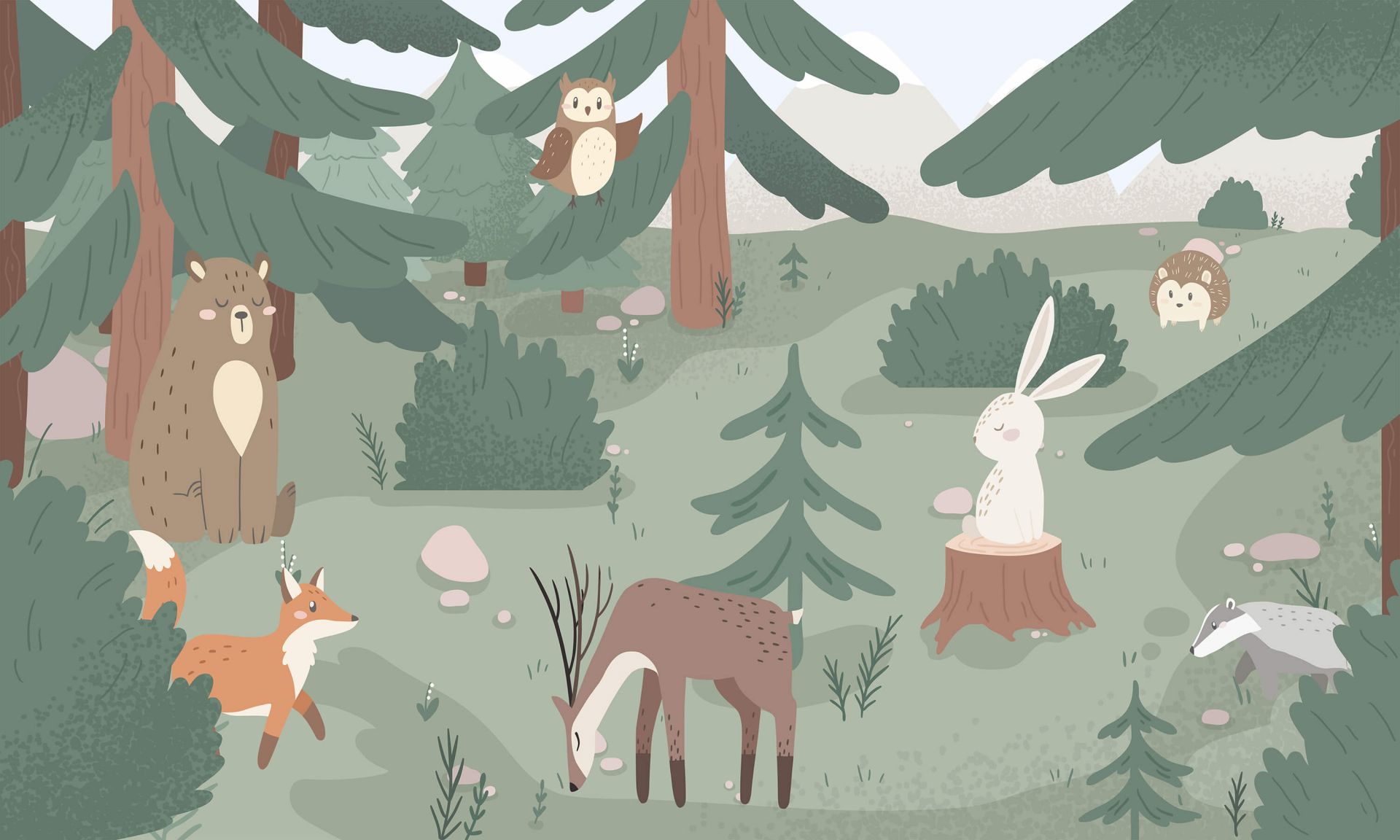 Wald mit Tieren