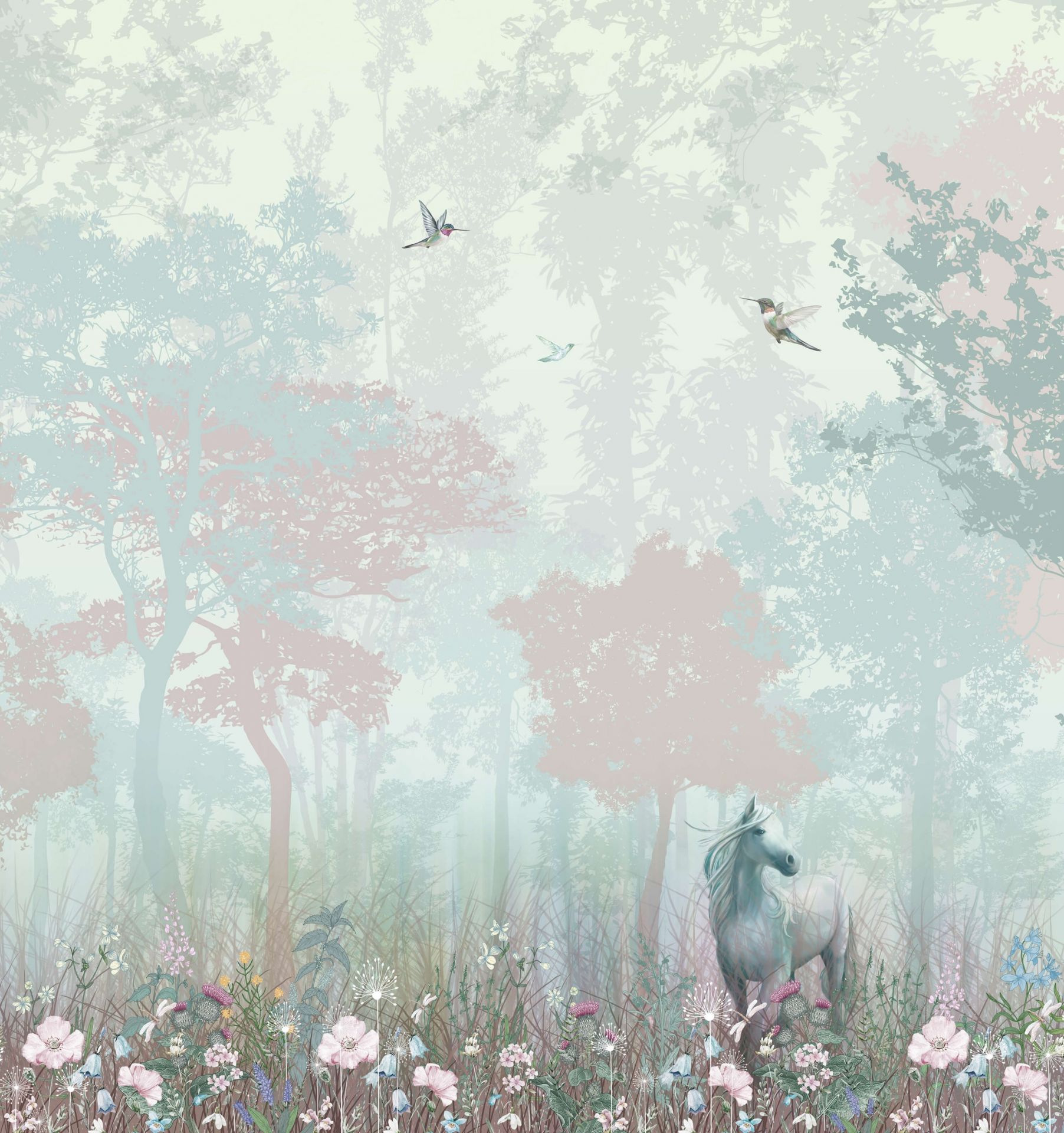 Blauer und rosa Wald