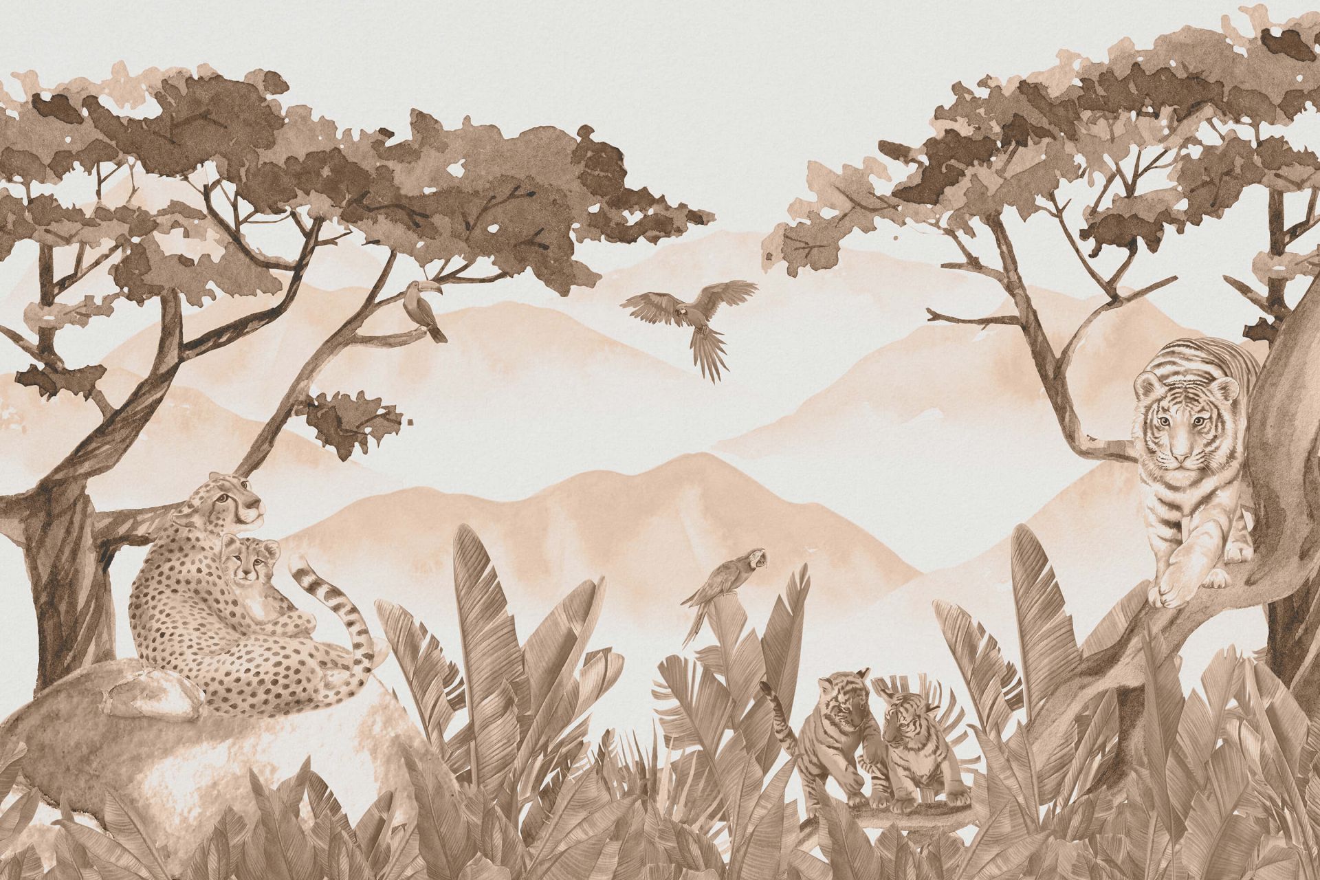 Raubtiere im Dschungel taupe