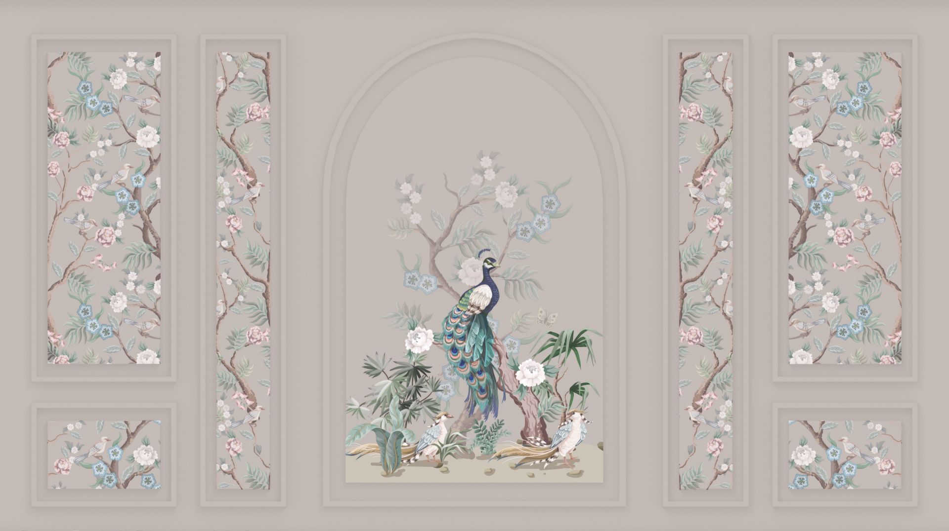 Peacock Paradise, beige