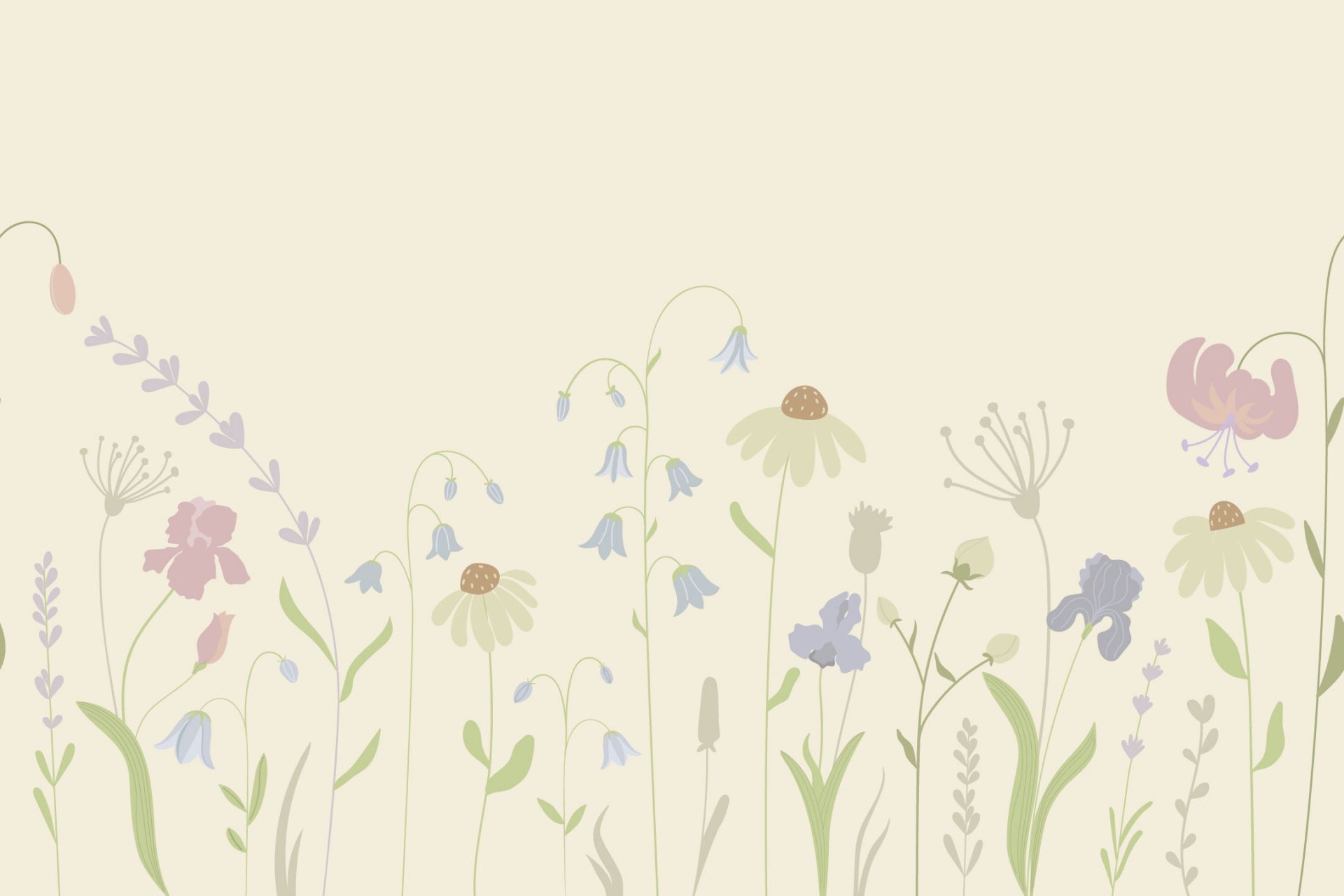 Blumenfeld hoch Sand, altrosa, grün und flieder
