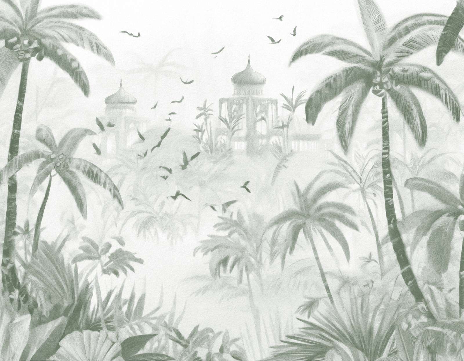 Orientalischer Garten bei Tagesanbruch, grün