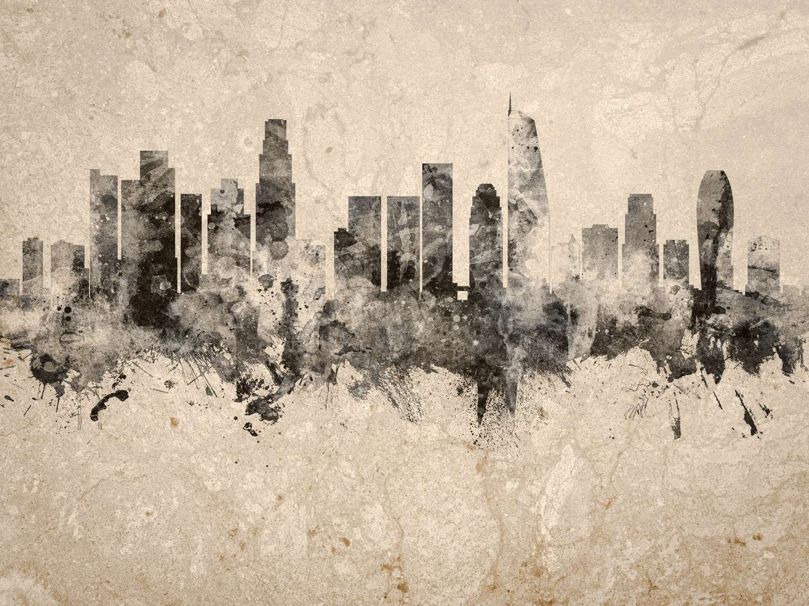 Aquarell-Skyline, Los Angeles