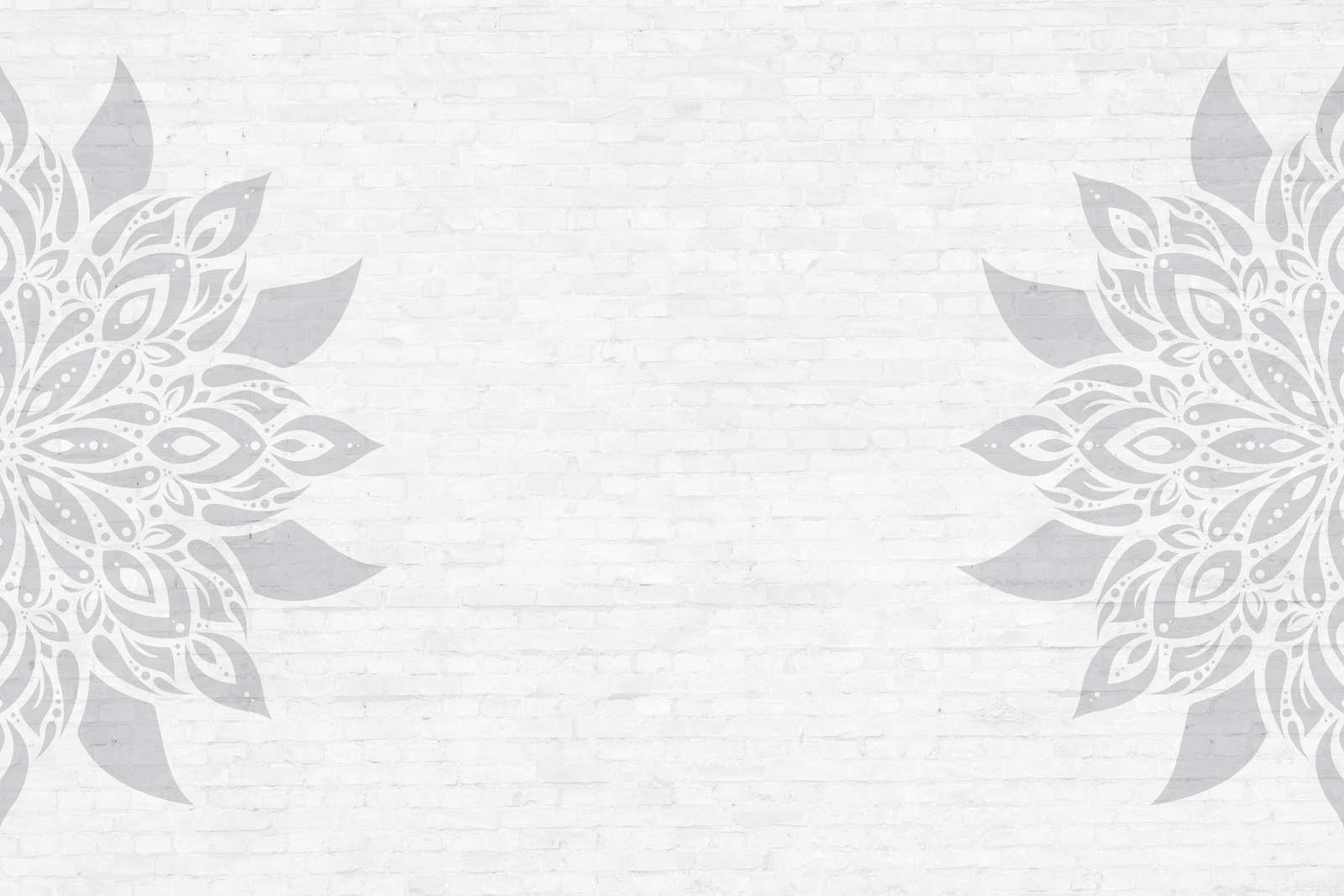 Grau Weiß Mandala Blüte