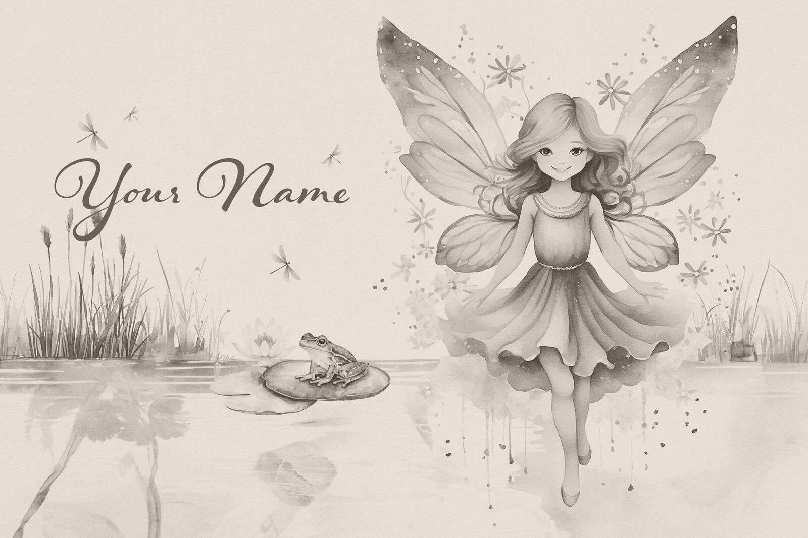 Teichelfe mit Frosch in Stille