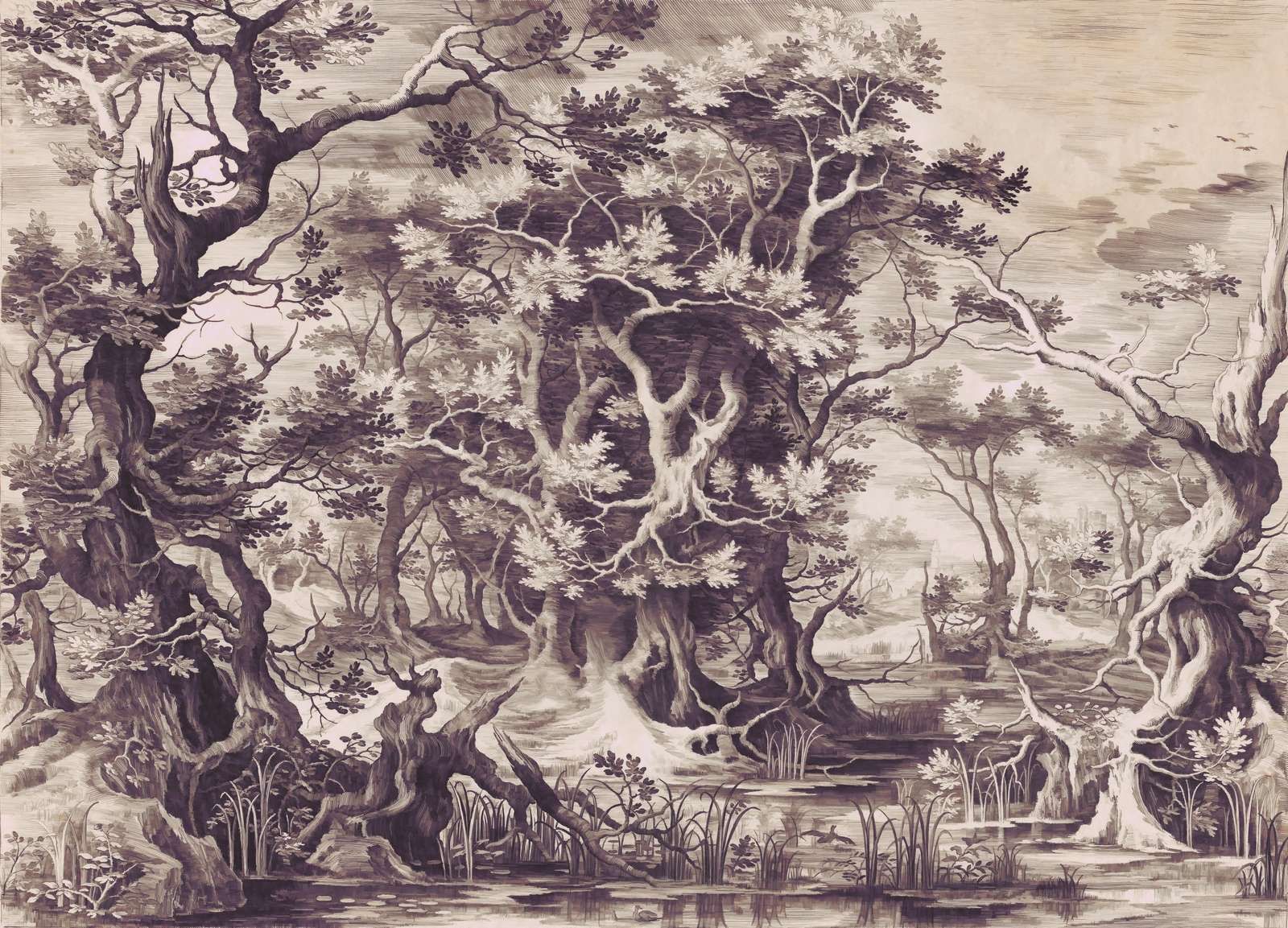 Mystischer Wald in Sepia