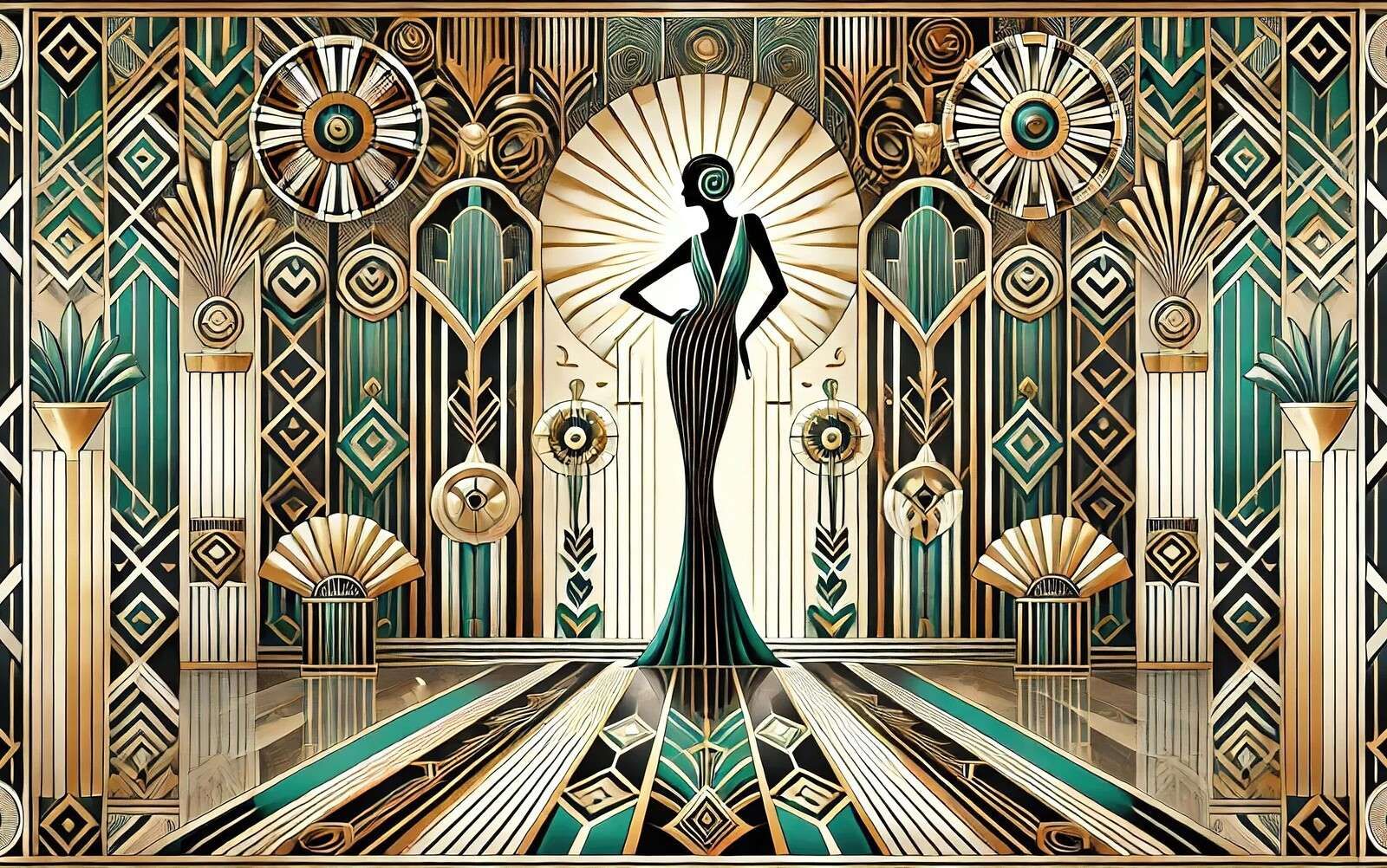 Vintage-Eleganz-Szene im Art Deco