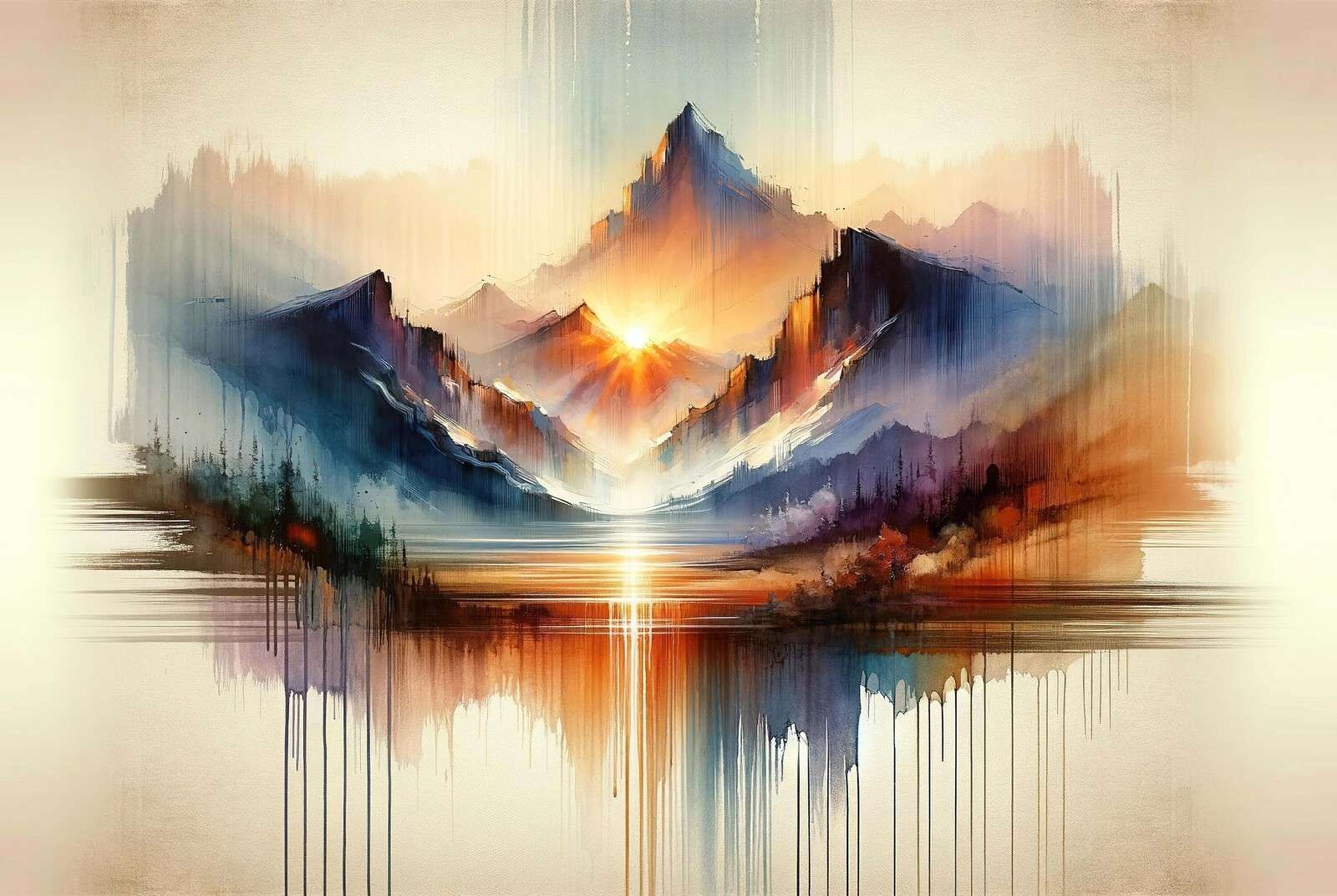 Aquarell Abstrakte Berglandschaft