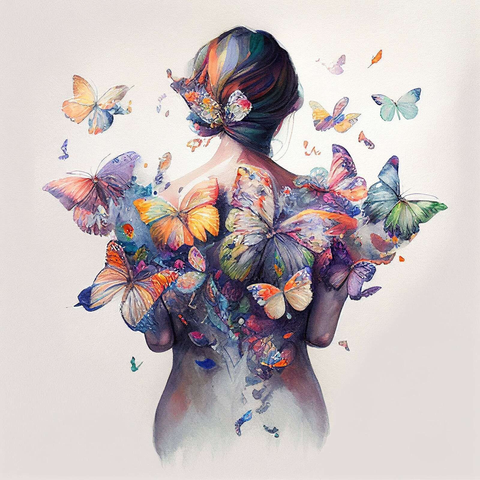 Aquarell Schmetterling Frauenkörper #1