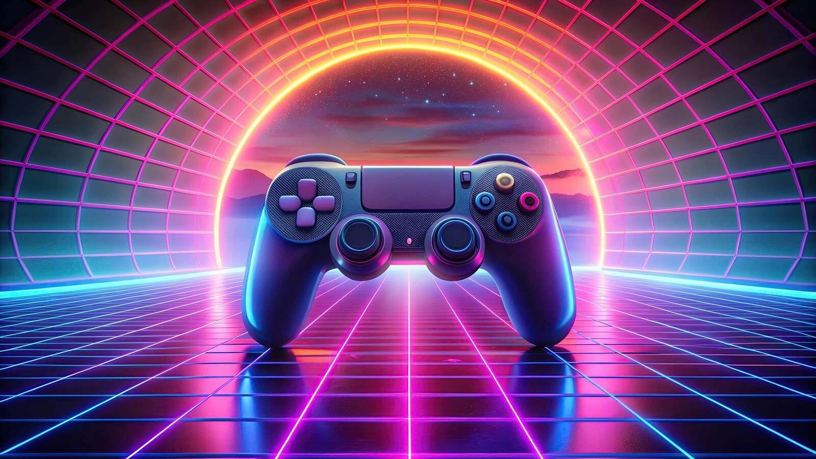 Retro-Neon-Spielwelt
