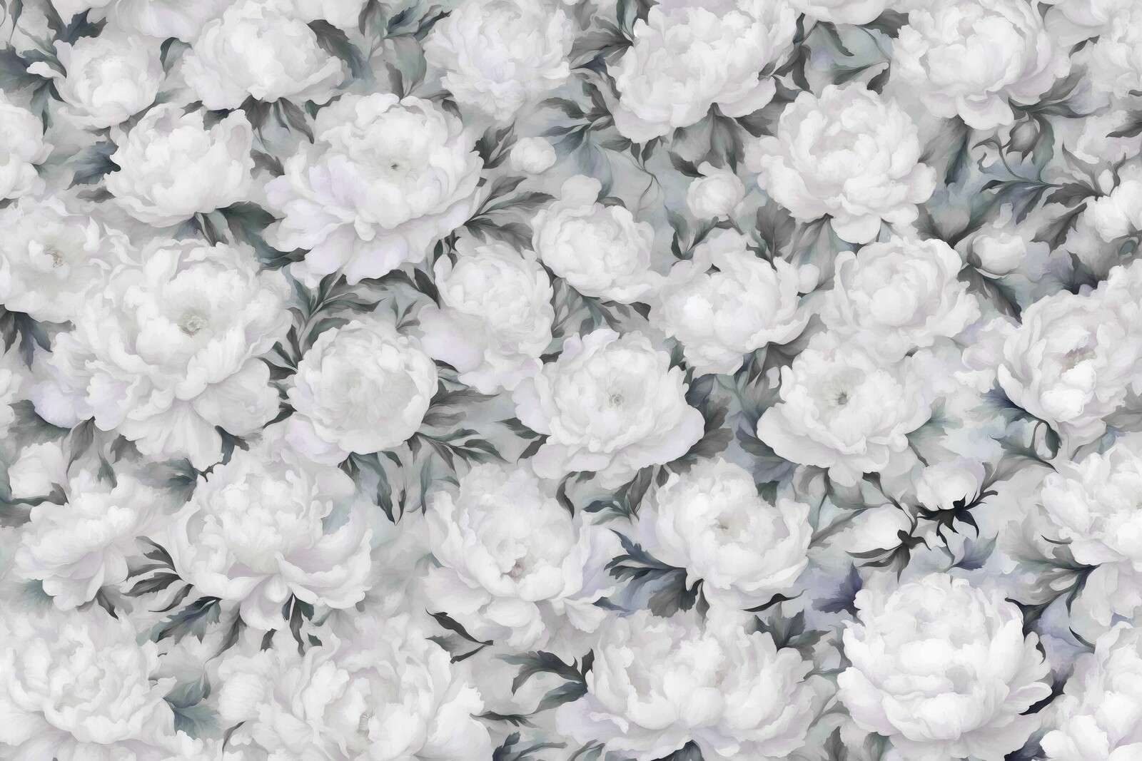 Peonies Wand Blau