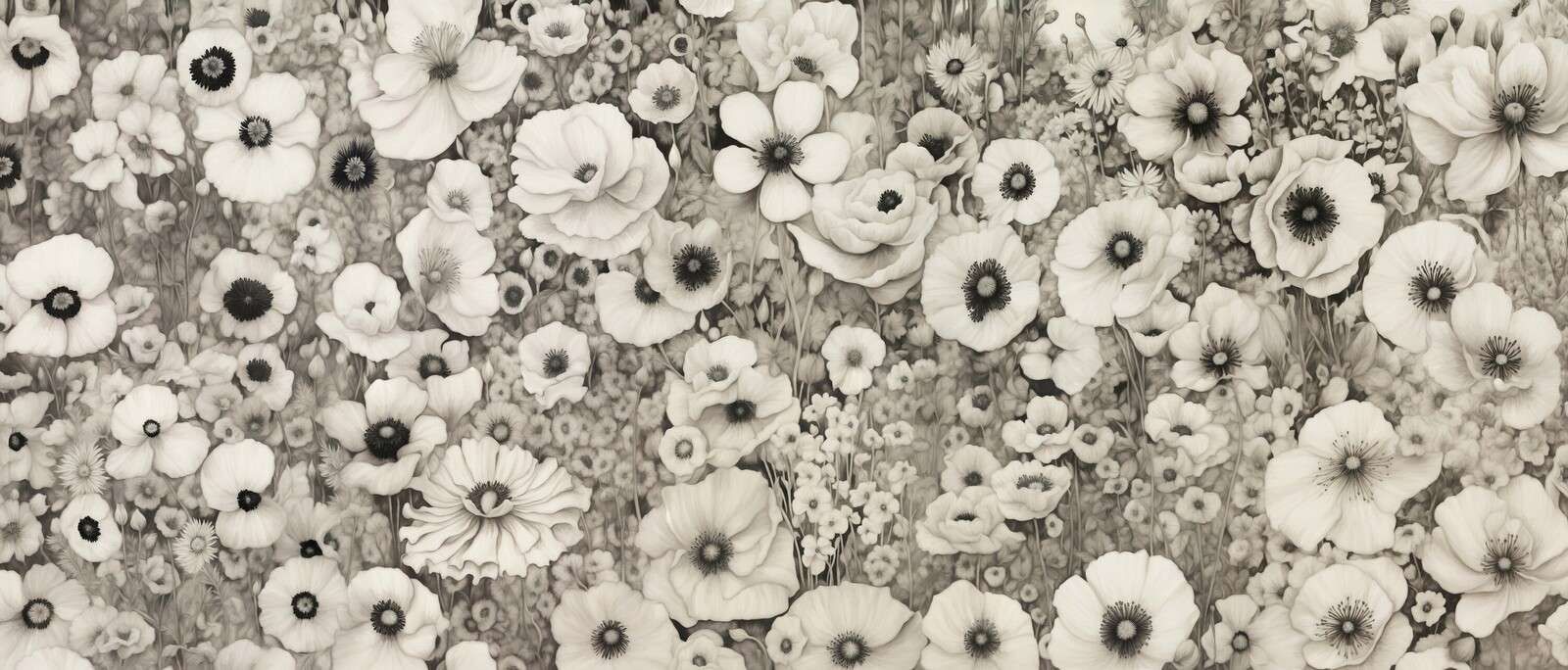 Mohnmärchen Monochrom Dunkelgrün