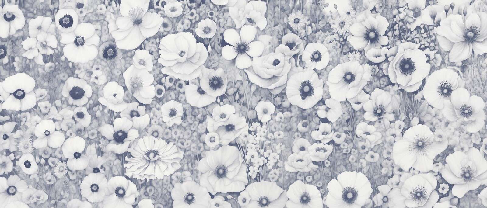 Mohnmärchen Monochrom Blau