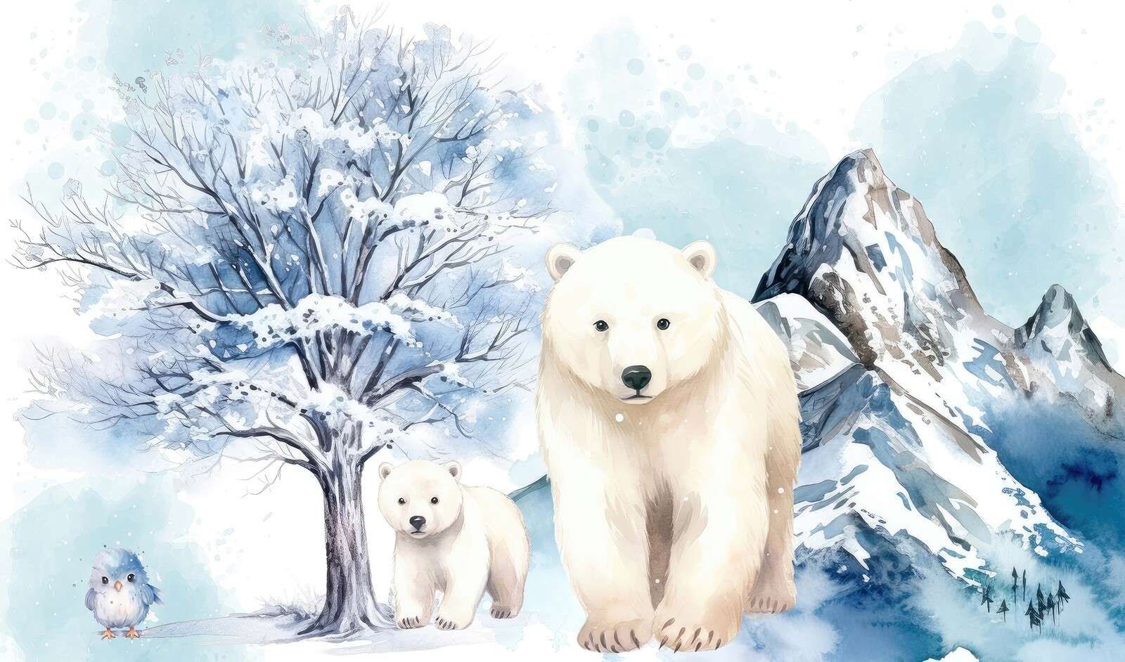 Eisbären in winterlichen Bergen