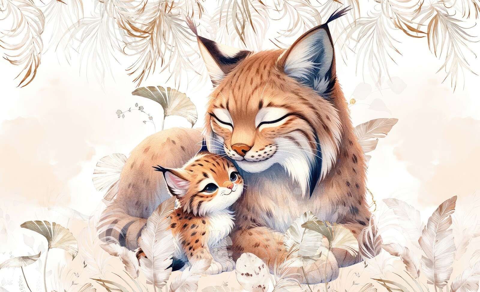 Liebende Luchs mit Jungem
