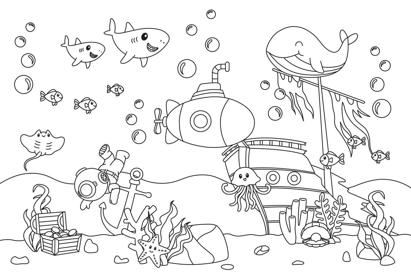 Schatzeucher im tiefen Meer