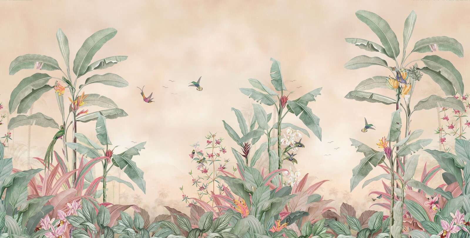 Tropische Kolibris im Bananenwald.