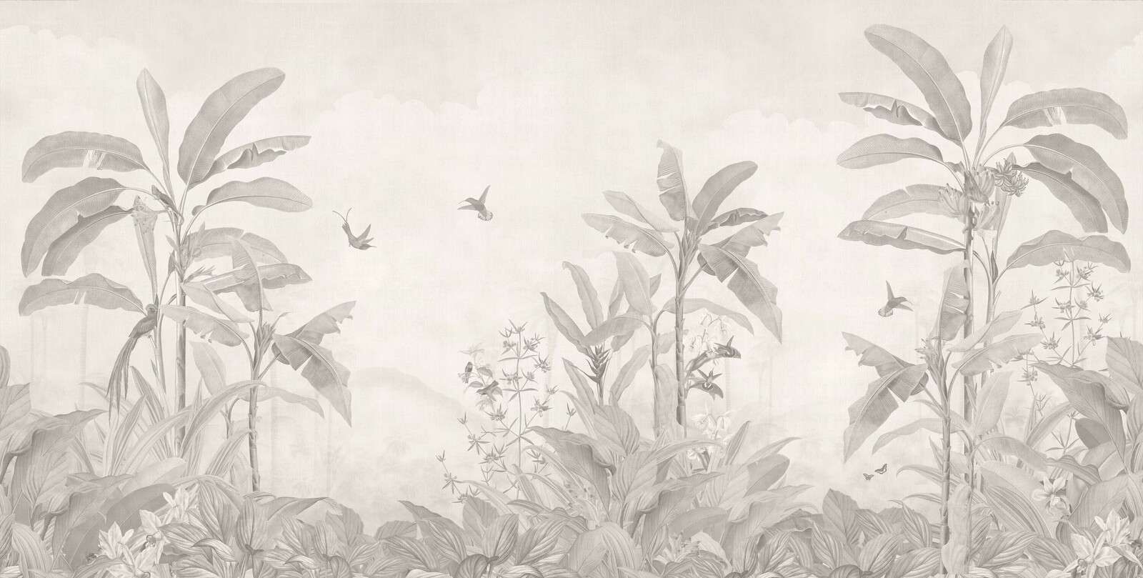 Tropischer Dschungel mit Kolibris.