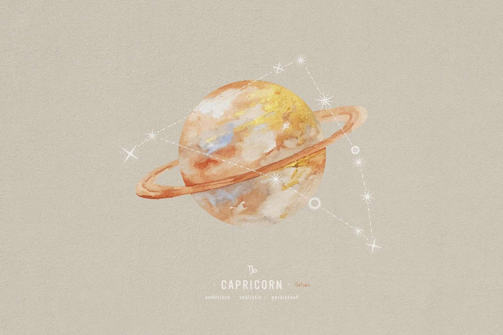 Steinbock mit goldenem Saturn