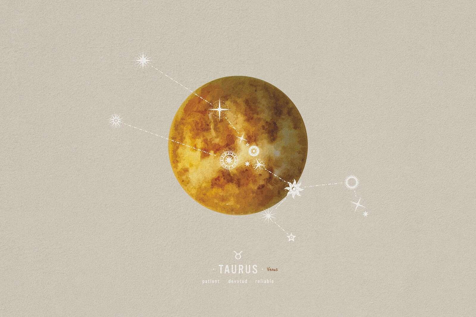 Stier Planet Mit Sternenlinie