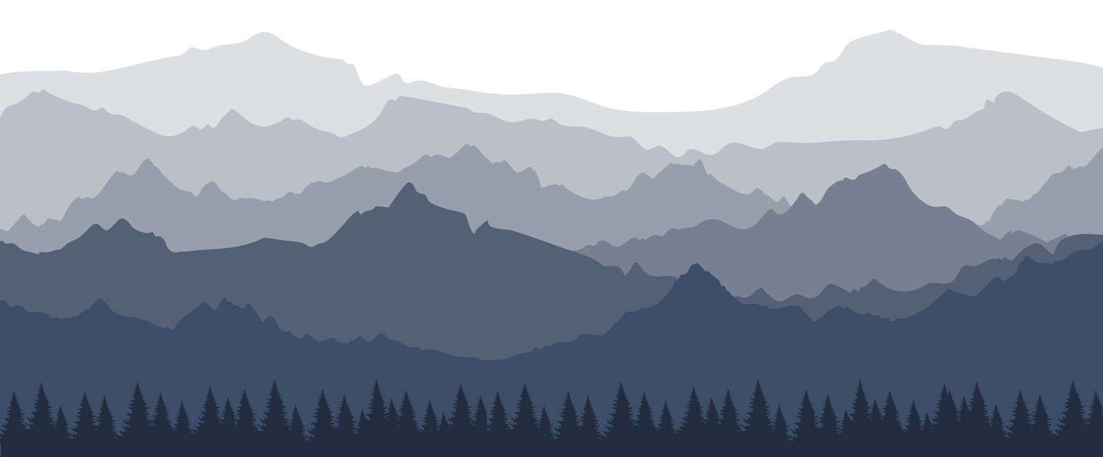 Dunkle Berge mit Fichtenwald