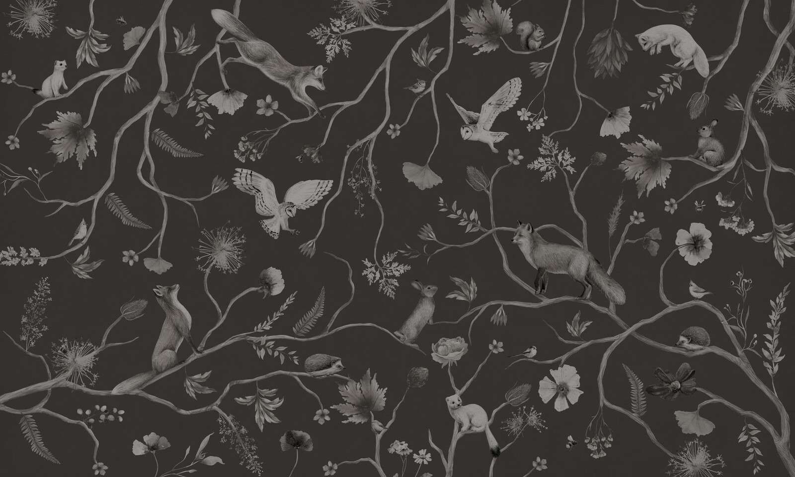 Playful Forest - Monochrome - Black